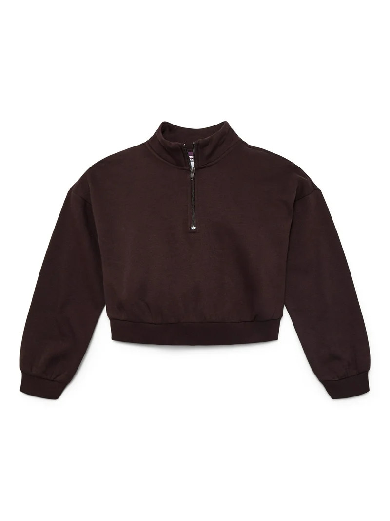 Weekend Academy Girls Fleece Quarter Zip Sweatshirt, Sizes 4-18 | Walmart (US)