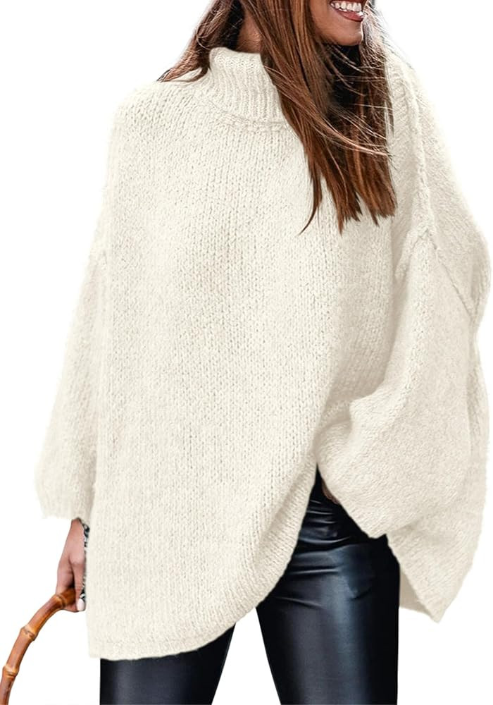 PRETTYGARDEN Women's Winter Turtleneck Sweaters Long Sleeve Chunky Knit Slouchy Pullover Sweater ... | Amazon (US)