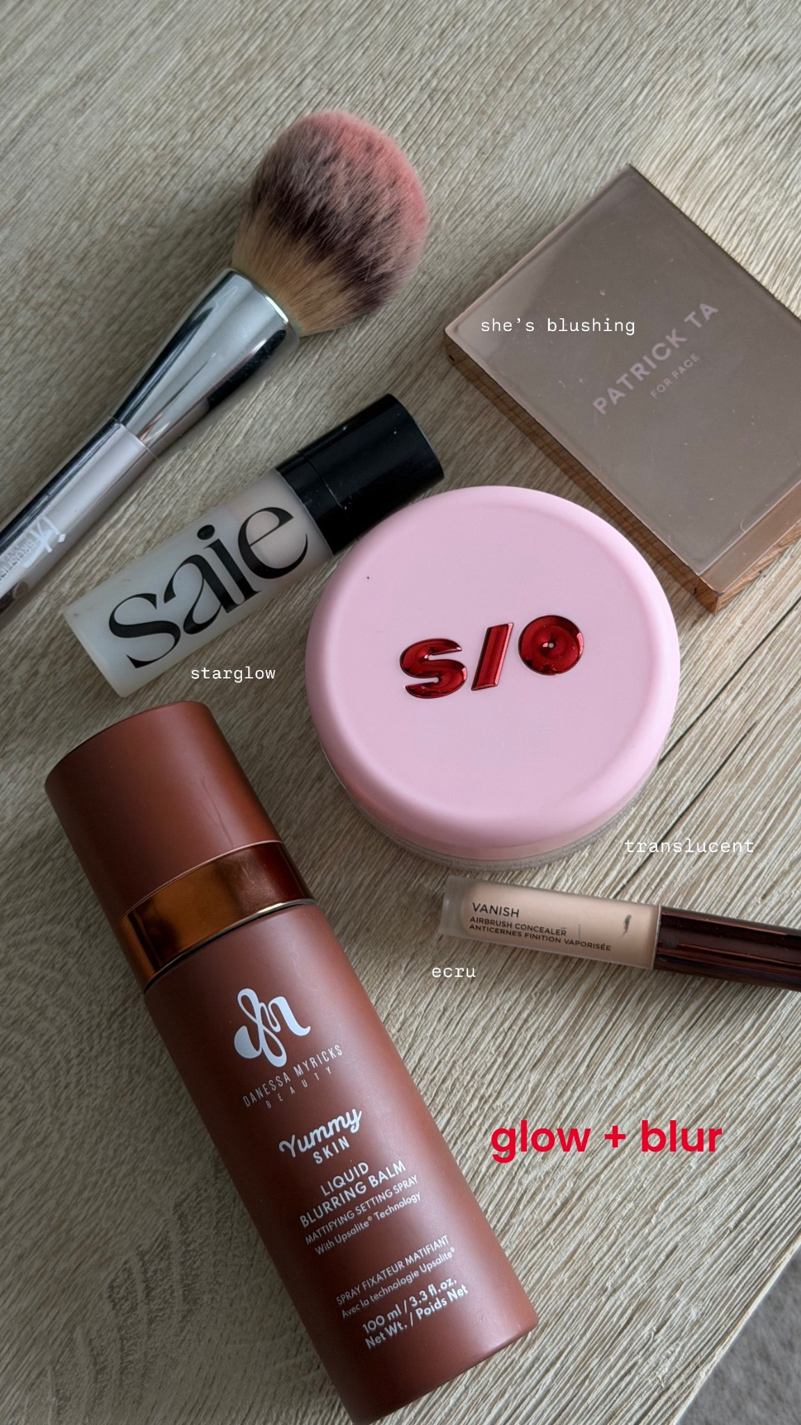 Sephora sale
Glow blur products
Saie starglow 
O/s powder
Blurring setting spray
Concealer 
Blush 
It cosmetics brush 

#LTKootd #LTKSaleAlert #LTKBeauty