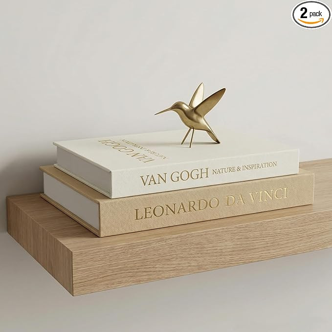 Aesthetic Decorative Books - Set of 2 Linen Boxes with Gold Lettering, Enhance Your Coffee Table,... | Amazon (US)