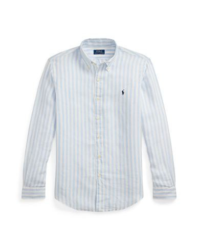 Polo Ralph Lauren Custom Fit Striped Linen Shirt Man Shirt Sky blue Size XXL Linen | YOOX (US)