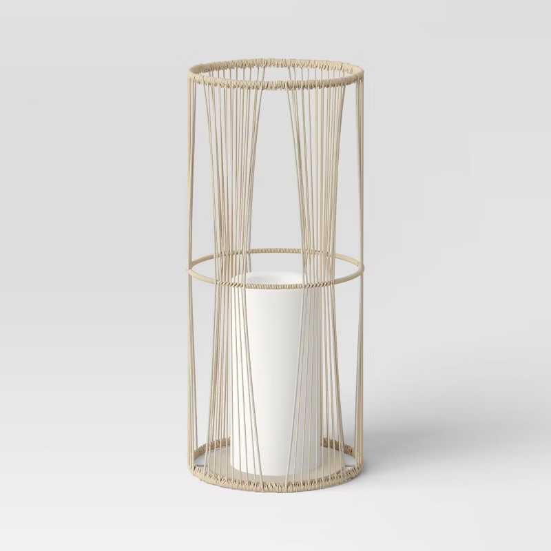Cylinder Weave Outdoor Lantern with LED Candle White - Opalhouse™ | Target
