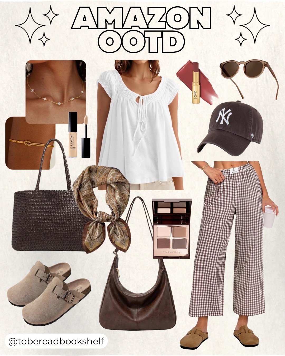 Amazon OOTD ✨ 

I’m loving chocolate brown right now and I need these gingham pants in every color! 

Check out my “Amazon OOTD” post collection for more curated styles!

Keywords: chocolate brown, gingham, gold jewelry, bag, purse, essentials, sunglasses, women’s clothing, women’s fashion, casual style, everyday style, hat, makeup, summer, spring, casual, clogs, Spring Outfits 2026

#LTKootd #LTKMidsize #LTKmomlife