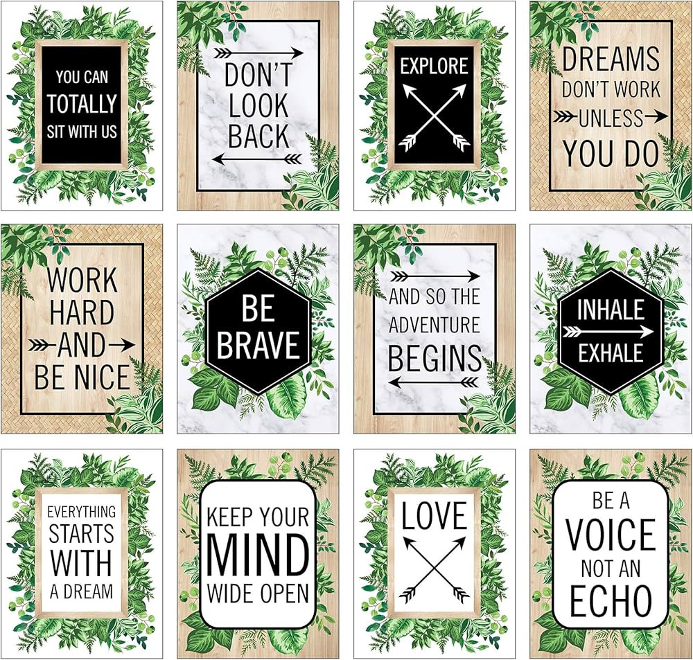 Schoolgirl Style Simply Boho 8.5" x 11" Motivational Posters Set, 12 Classroom Posters With Inspi... | Amazon (US)