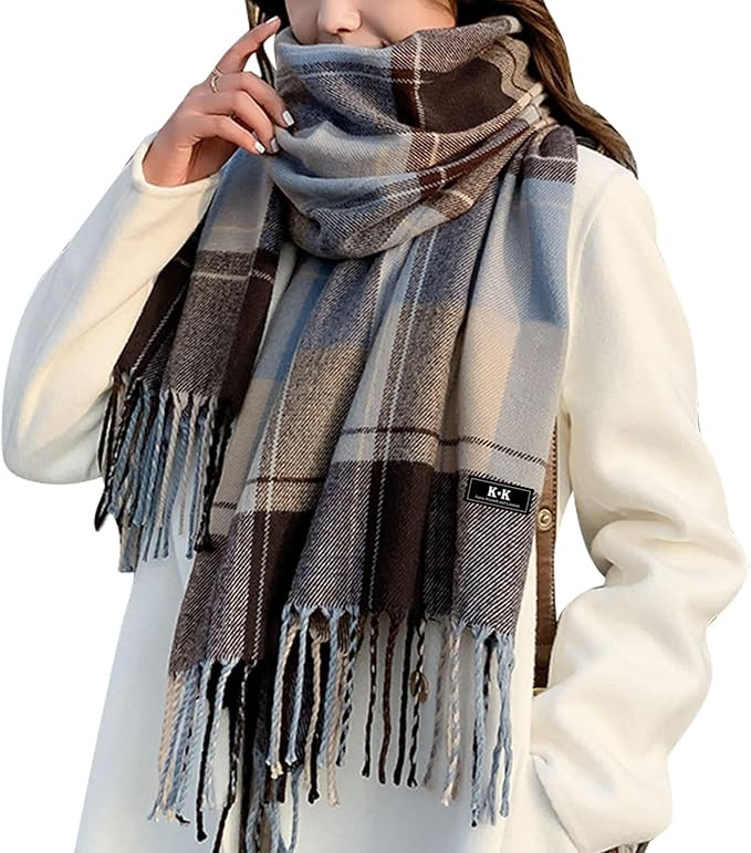 Women Tartan Scarf - Winter Long Scarves Plaid Warm Wraps Wool British Style for Ladies Spinning ... | Amazon (CA)