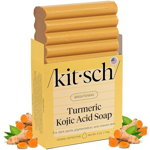 Kitsch Kojic Acid Soap – Turmeric Soap Bar with Hyaluronic Acid & Shea Butter – Brightening & Hydrating Body Wash & Face Wash for Dark Spots, Even Skin Tone & Natural Glow - Made in USA - 4 oz | Amazon (US)