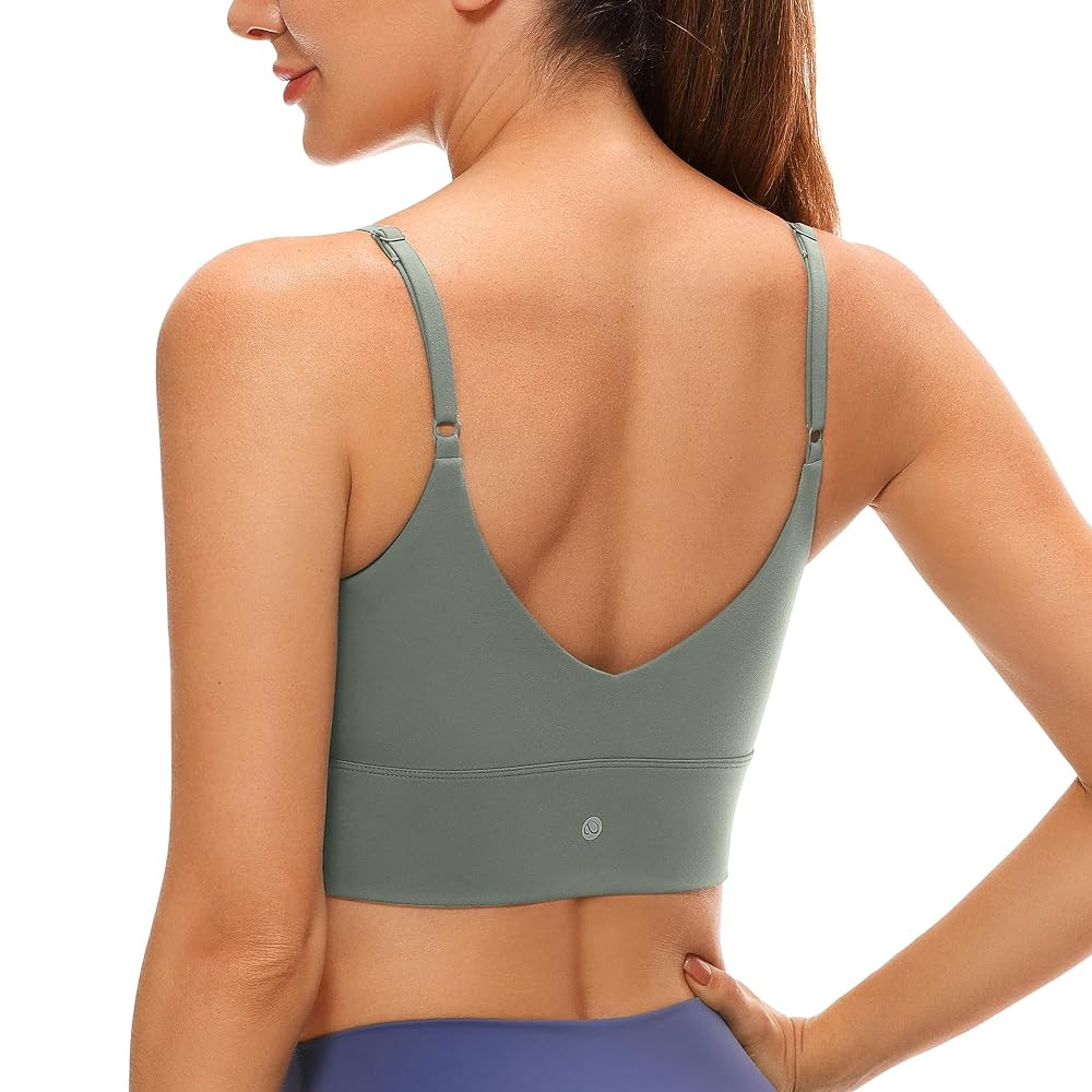CRZ YOGA Adjustable Longline Sports Bra for Women - V Back Wireless Workout Padded Yoga Camisole ... | Amazon (US)