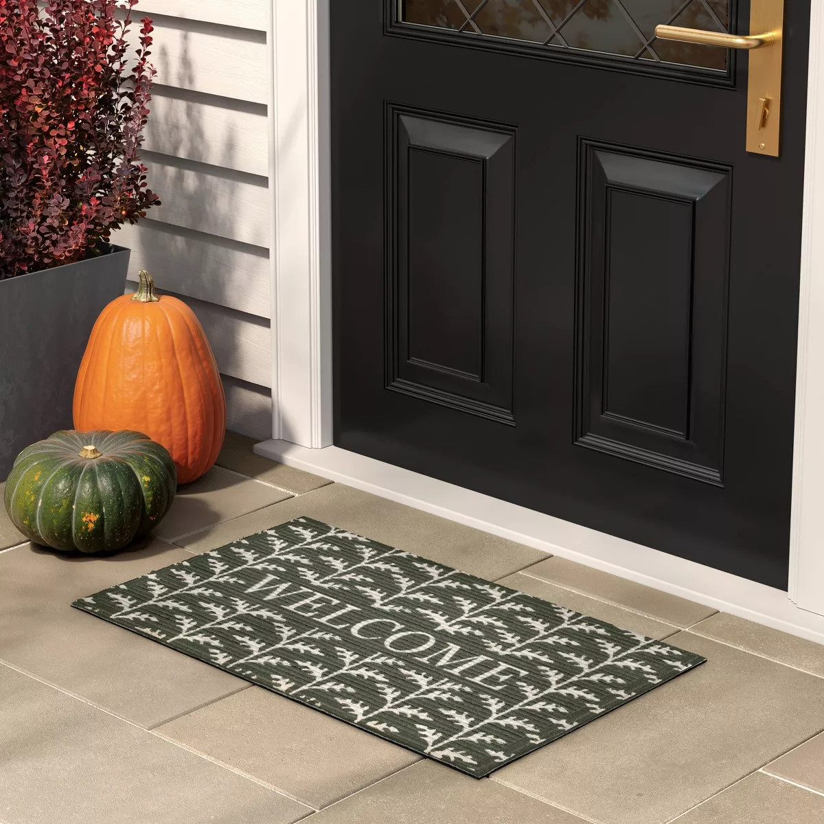 18"x30" Leaf Harvest Faux Coir Doormat Green - Threshold™ | Target