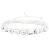 HANDMADE White bracelet for men Howlite macrame jewelry calming wedding for him accessories marble w | Amazon (US)