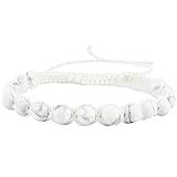 HANDMADE White bracelet for men Howlite macrame jewelry calming wedding for him accessories marble w | Amazon (US)