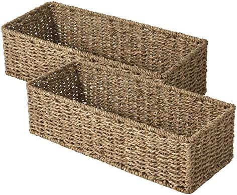 StorageWorks Toilet Tank Basket for Bathroom, Seagrass Storage Baskets for Toilet Tank Top, 2-Pac... | Amazon (US)