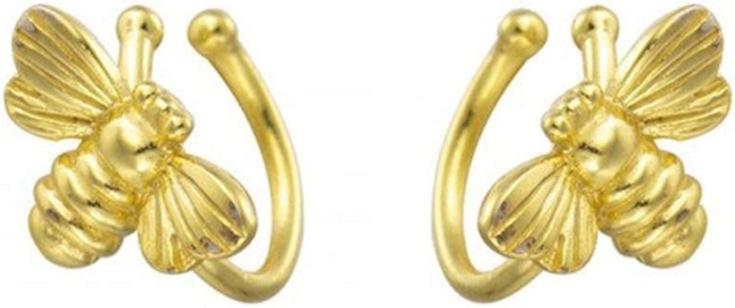 Cute Bee Ear Cuff Wrap Earrings S925 Sterling Silver for Women Minimalist No Piercing Fake Helix ... | Amazon (US)