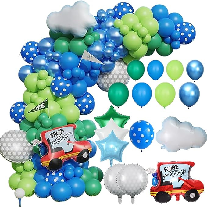 Golf balloons garland arch kit，150 pcs Golf Cart and Golf Foil cloud Balloons Foil Balloons,Boy... | Amazon (US)