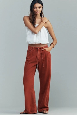 rag & bone Phoebe Drawstring High-Rise Wide-Leg Jeans | Anthropologie (US)