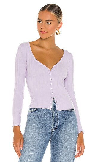 Nina Button Top in Lavender | Revolve Clothing (Global)