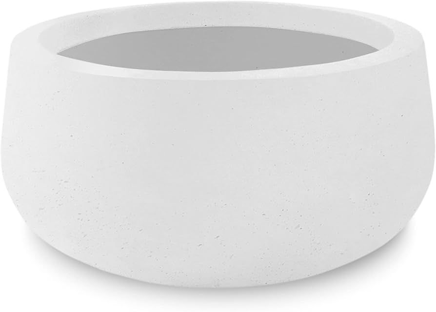 Kante 16" Dia. Round Pure White Finish Concrete Bowl Planter, Outdoor Indoor Large Planter Pot wi... | Amazon (US)