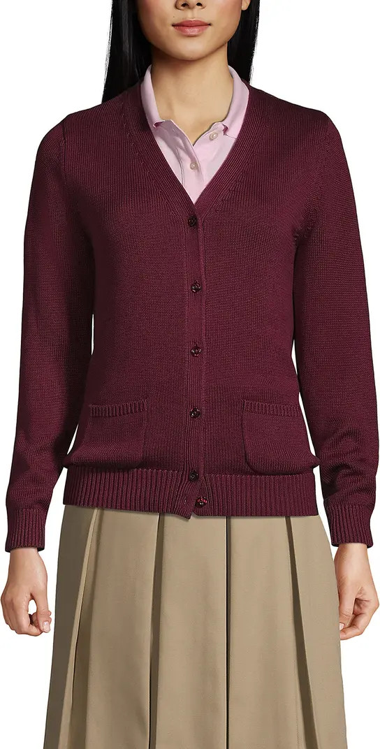 Lands' End School Uniform  Cotton Modal Button Front Cardigan Sweater | Nordstrom | Nordstrom