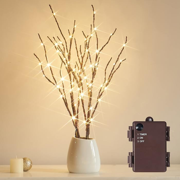 Fudios Lighted Branches with Timer 70 LED Fairy Lights 18in Battery Operated, Willow Branches wit... | Amazon (US)