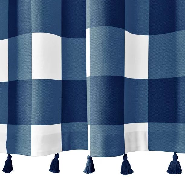 Gap Home Kids Large Gingham Organic Cotton Shower Curtain with Tassels, Blue, 72"x72" - Walmart.c... | Walmart (US)