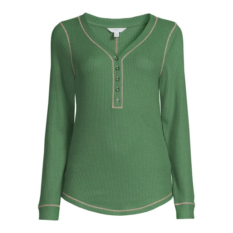 Time and Tru Women's Long Sleeve Henley Top | Walmart (US)
