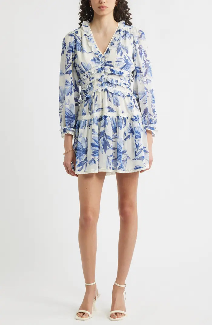 Chelsea28 Long Sleeve Ruffle Trim Minidress | Nordstrom | Nordstrom