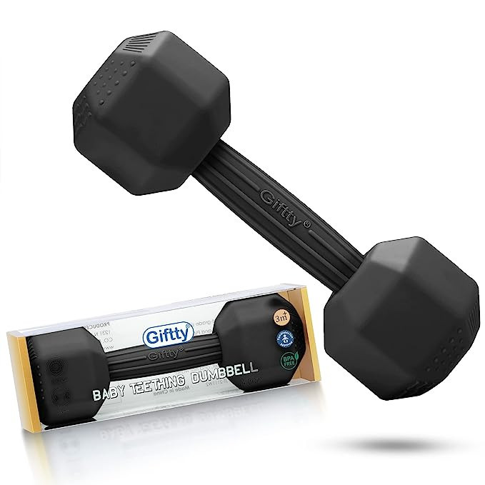 Baby Dumbbell Toy - Silicone Infant Rattle Teething Toy Teether Toddler Sensory Toy Durable Safe ... | Amazon (US)