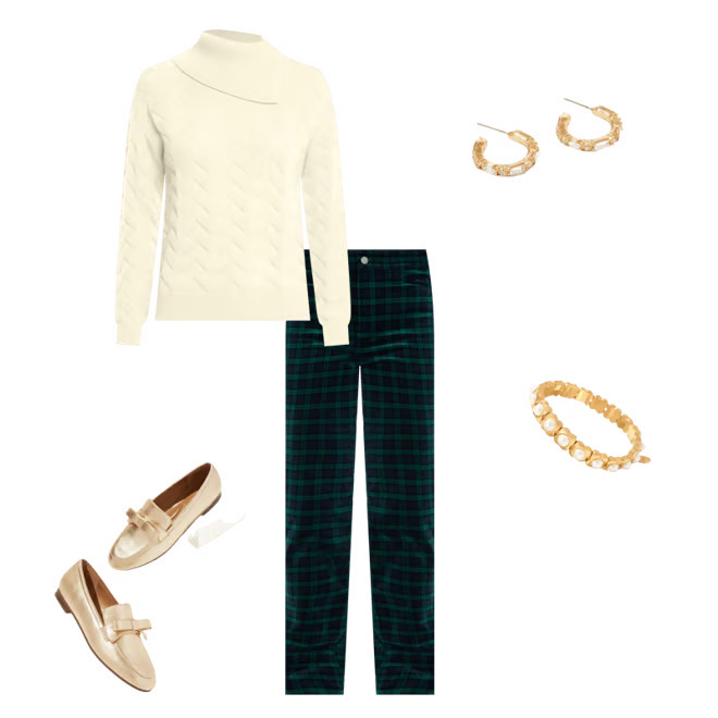 Straight Leg Velveteen Pants - Tranquil Tartan | Talbots