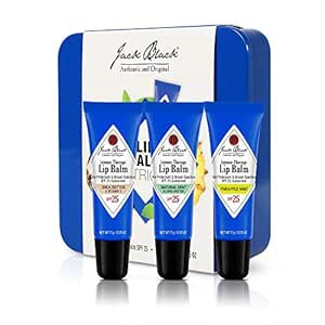 Jack Black Intense Therapy Lip Balm Trio with SPF Sunscreen 25 - Shea Butter & Vitamin E, Natural... | Amazon (US)