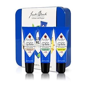 Jack Black Intense Therapy Lip Balm Trio with SPF Sunscreen 25 - Shea Butter & Vitamin E, Natural... | Amazon (US)