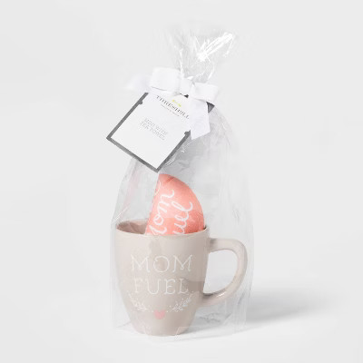 16oz Stoneware Mom Fuel Mug and Tea Towel Set Gray - Threshold™ | Target