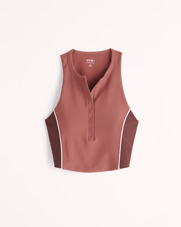 YPB sculptLUX Plunge Henley Slim Tank | Abercrombie & Fitch (US)