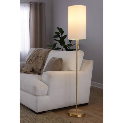 LumiSource Bounty 62" Floor Lamp: Gold Metal, White Linen Shade, Pull Chain Switch, UL Listed | Target
