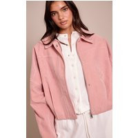 Dusty Pink Faux Suede Covered Placket Bomber Jacket | PrettyLittleThing UK
