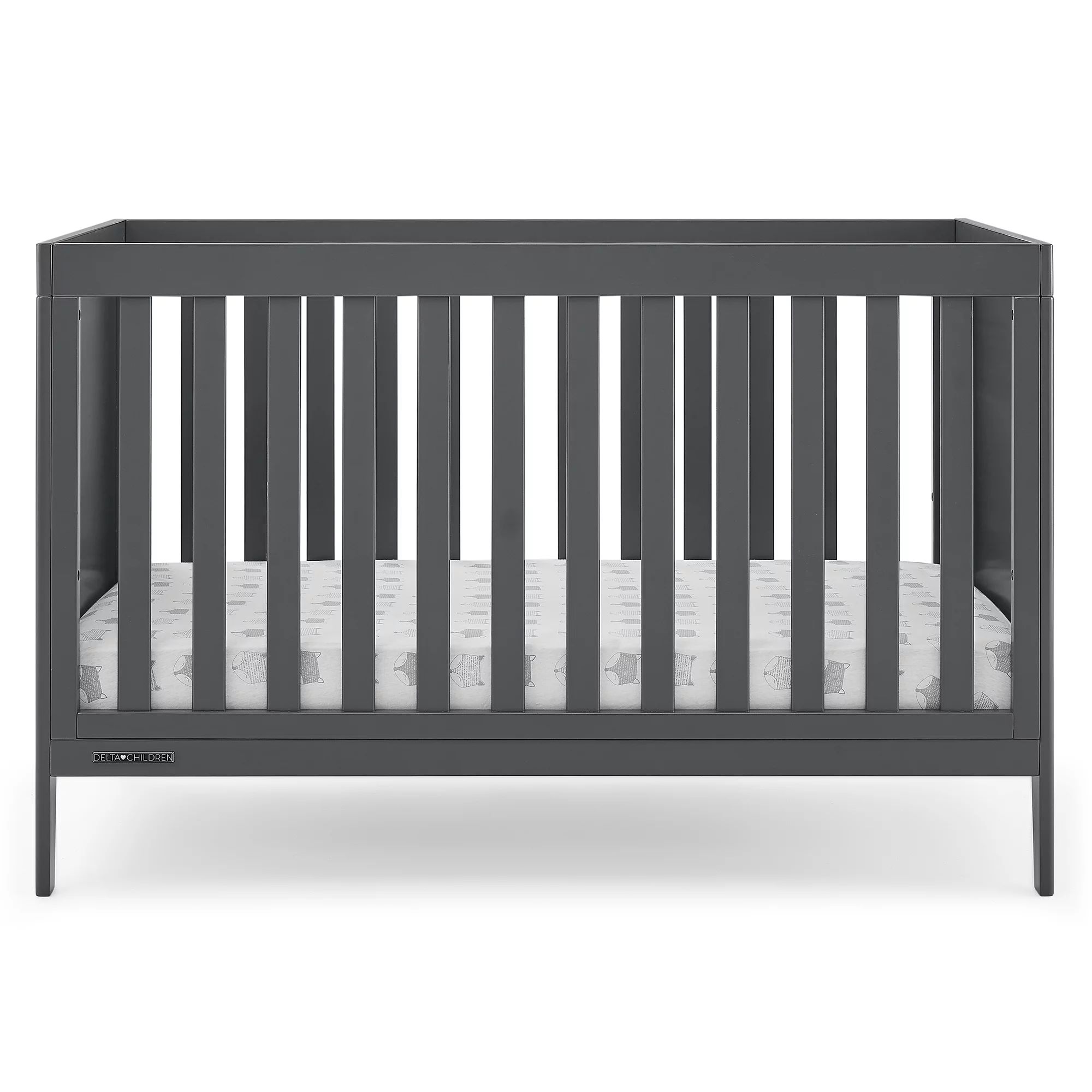 Delta Children Hayes 4-in-1 Convertible Baby Crib - Greenguard Gold Certified, Charcoal | Walmart (US)