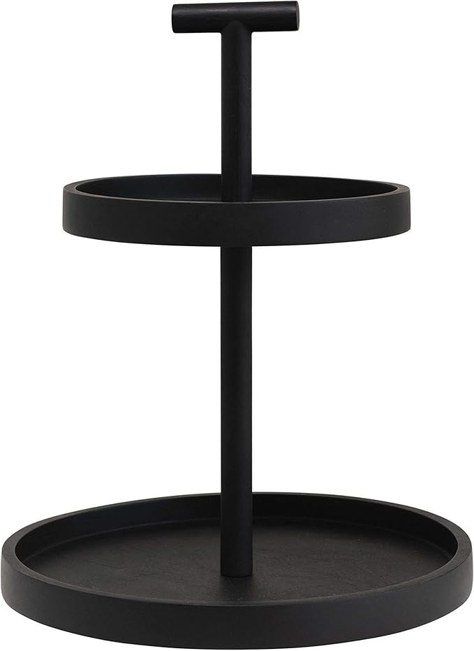 Bloomingville Mango Wood 2-Tier Handle, Black Tray | Amazon (US)