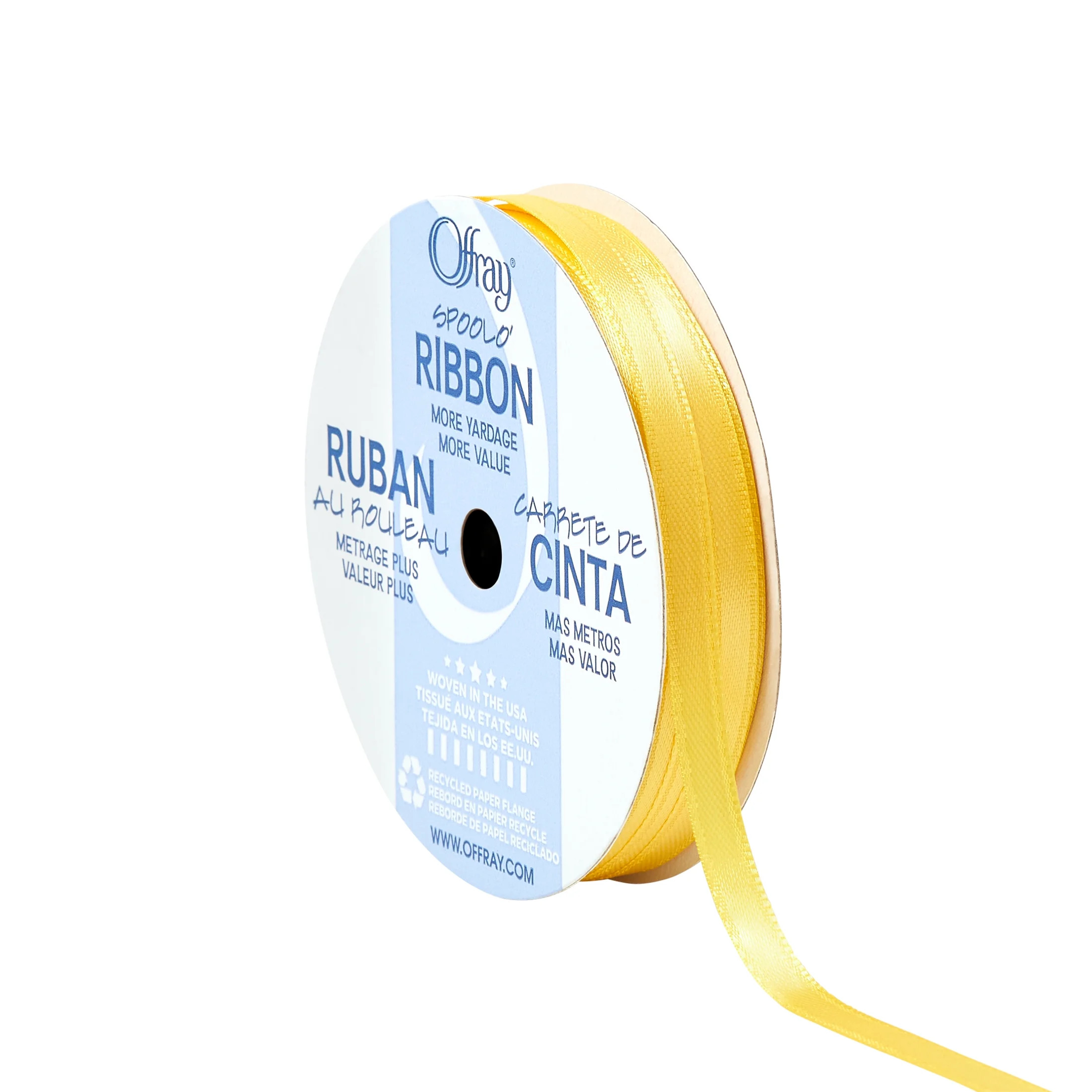 Offray Ribbon, Yellow Gold Narrow Double Faced Satin Polyester Ribbon | Walmart (US)