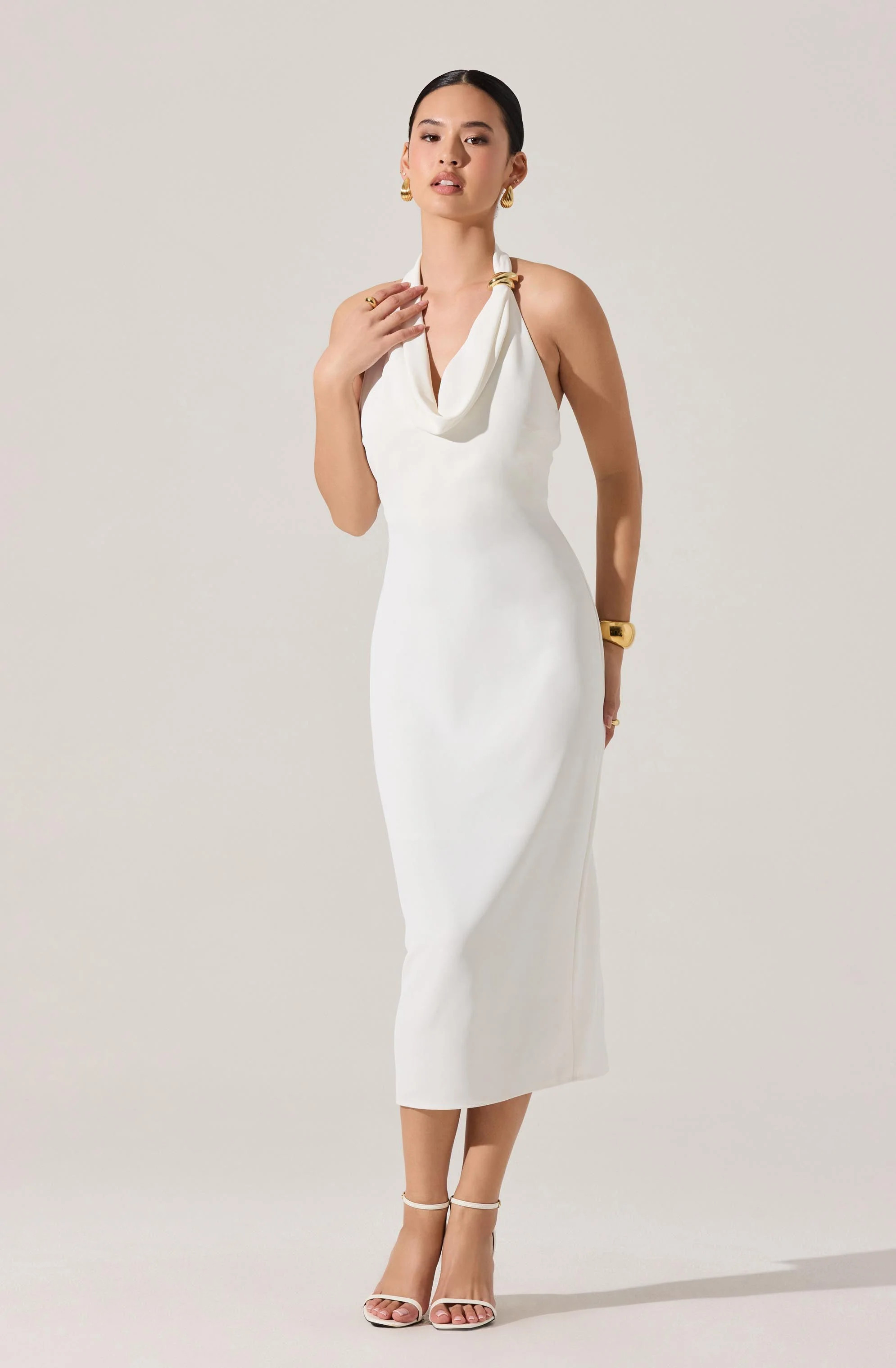 Alanna Halter Cowl Neck Midi Dress | ASTR The Label (US)