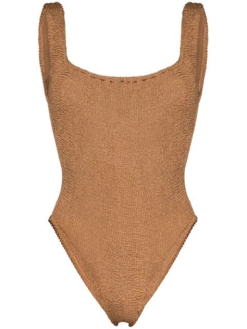 Hunza G square-neck crinkle-effect Swimsuit - Farfetch | Farfetch (US)