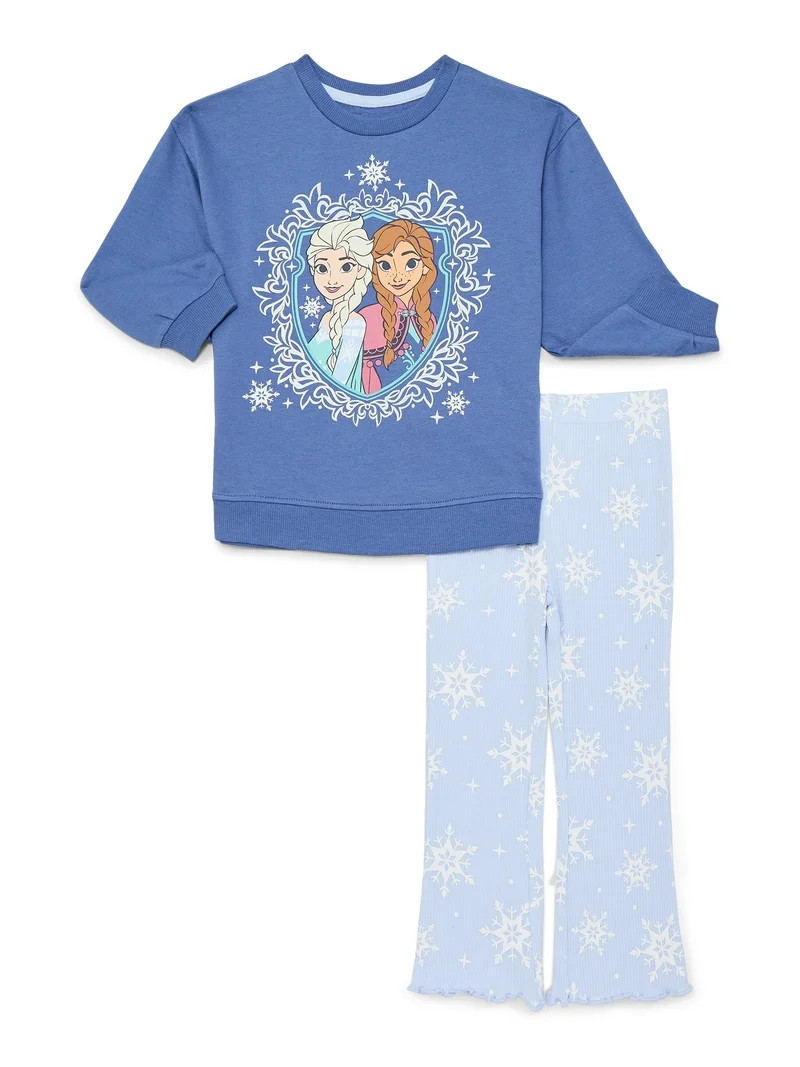 Disney Frozen Toddler Girls Elsa and Anna Graphic Crewneck Sweatshirt and Flare Leggings Set, 2 P... | Walmart (US)