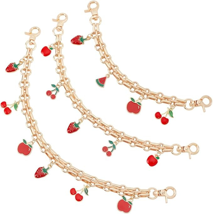 PH PandaHall 3 PCS Gold Decorative Bag Chain, 8" 9.7" 12" Purse Chains with Fruit Enamel Pendant,... | Amazon (US)