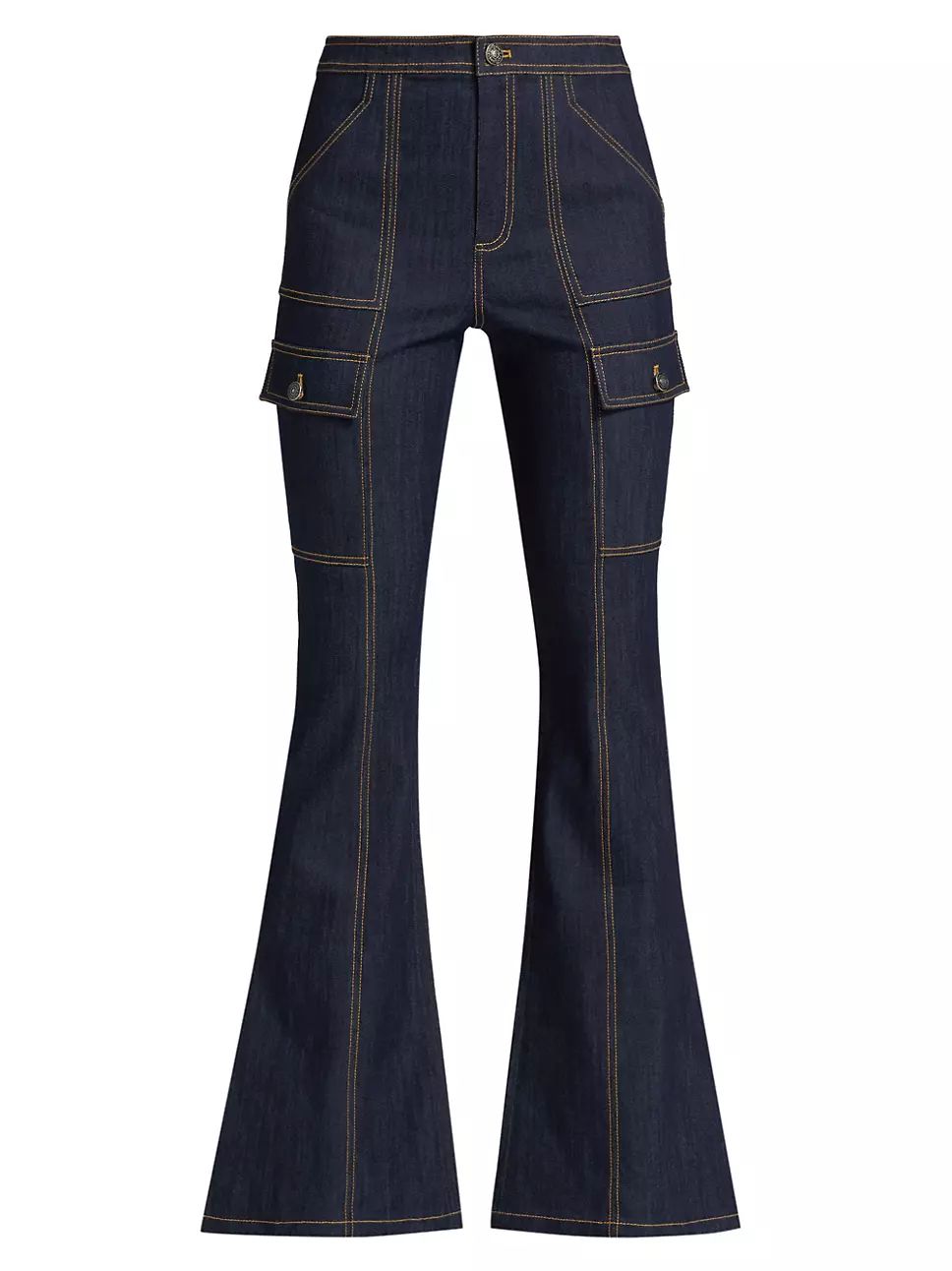 Maurice High-Rise Stretch Flare Cargo Jeans | Saks Fifth Avenue