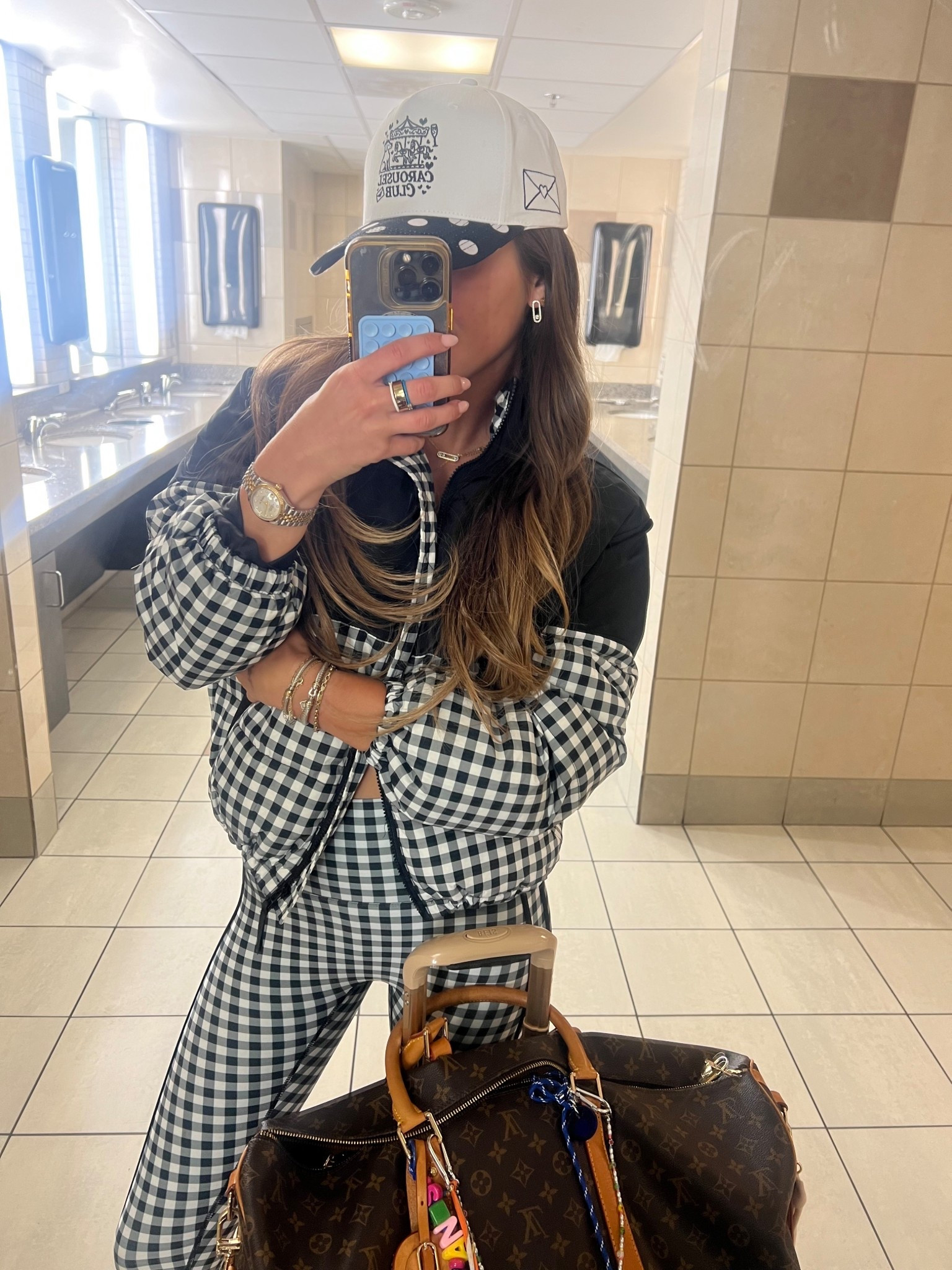 hat is coming 1/18 to capsbychloe.com !!! Wearing XS in jacket & leggings 🤍