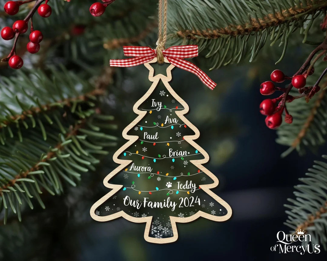 Custom Family Christmas Ornament, Christmas Tree Family Name Ornament, Family Ornament With Pets,... | Etsy (US)
