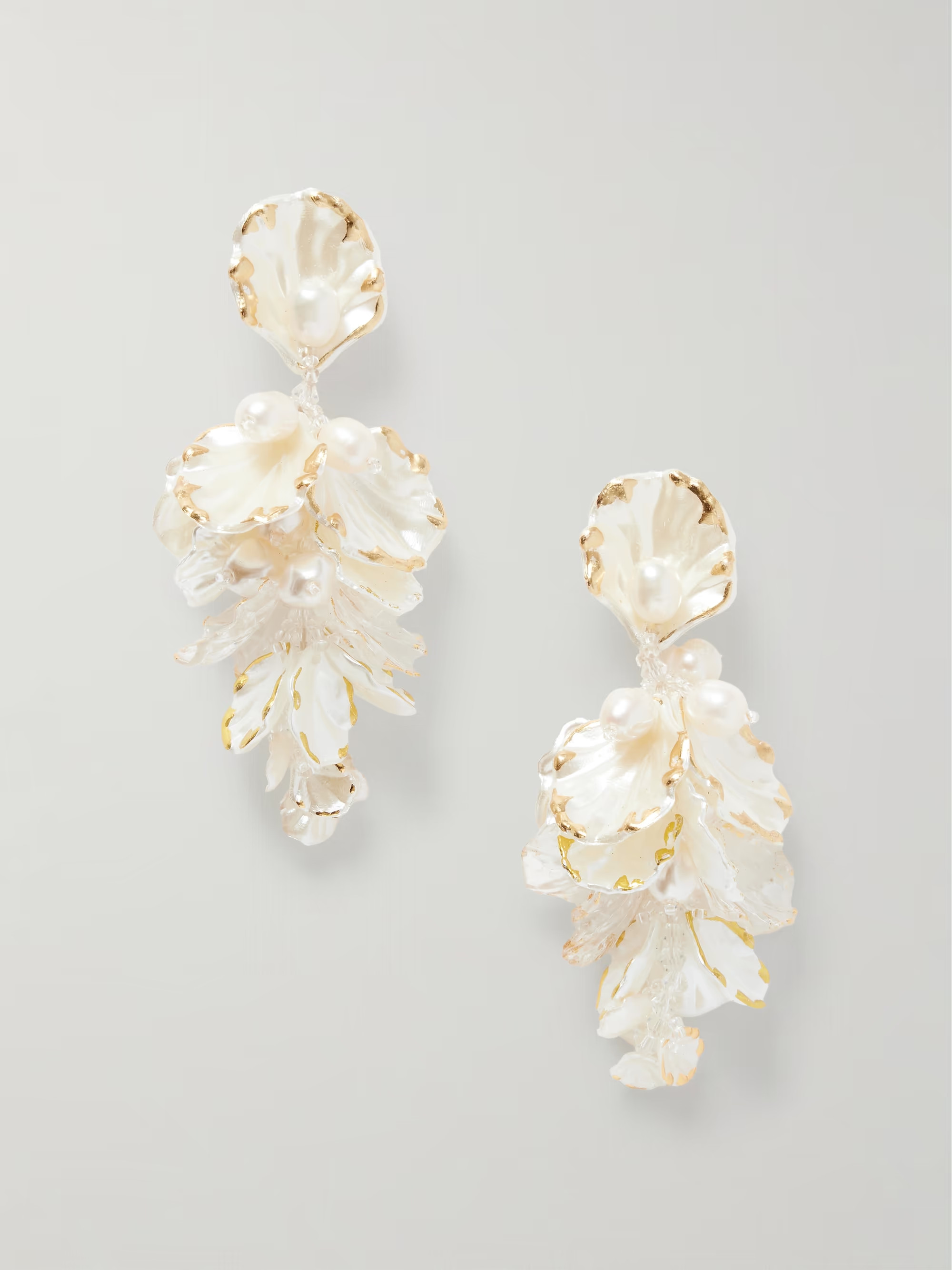 Petal gold-tone, resin and faux pearl earrings | NET-A-PORTER (US)