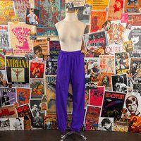 Vintage Women's 1980S-90S Purple Nylon Elastic Waist Track Pants | 90S Joggers Pant | Etsy (US)