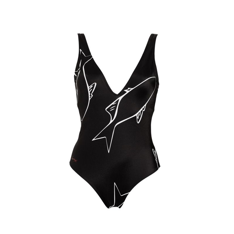Aulala X Lorieux Art Inspired One-Piece Swimsuit - New York - Black | Wolf and Badger (Global excl. US)