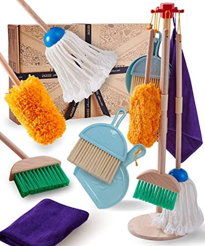 Jaques of London Kids Cleaning Set | Role Play Toys | Toddler Toy Cleaning Set | Wooden Toys | Si... | Amazon (UK)