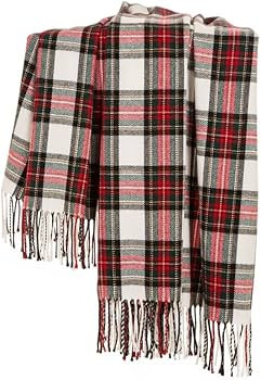Glitzhome Plaid Throw Blanket for Couch Bed 60" x 50" Classic Christmas Throw Blanket with Fringe... | Amazon (US)