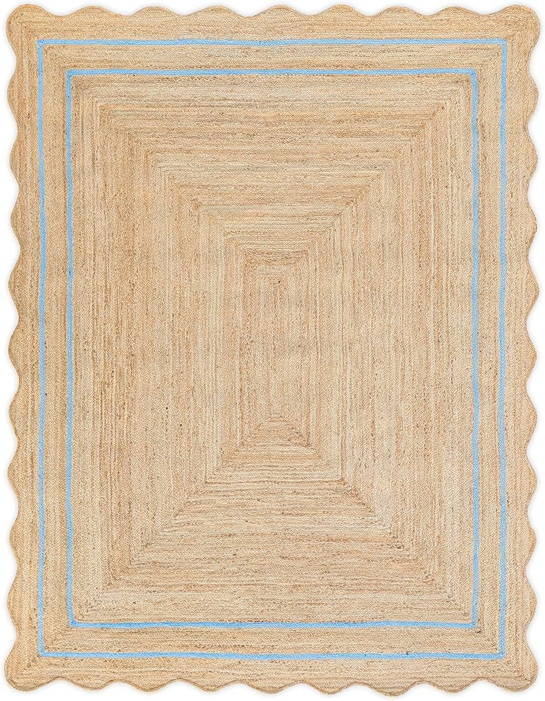 Weaving Village Wave Scalloped Natural Jute Rug Boho Jute Rug Entryway Runner Rug Farmhouse Scall... | Amazon (US)