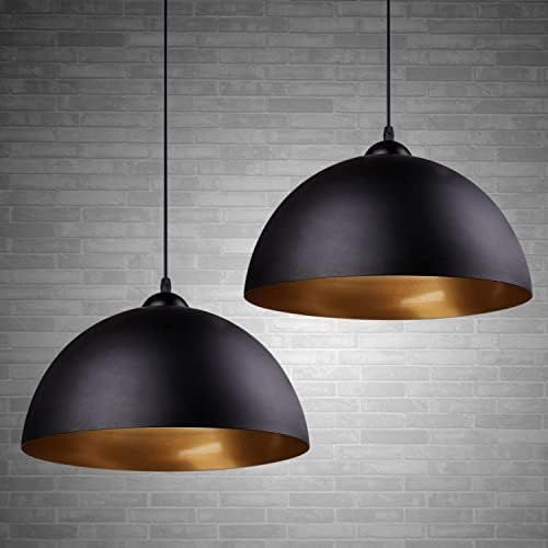 Vintage Black Pendant Light - Easric 2 Pack Industrial Hanging Light Fixture with Metal Dome Gold... | Amazon (CA)